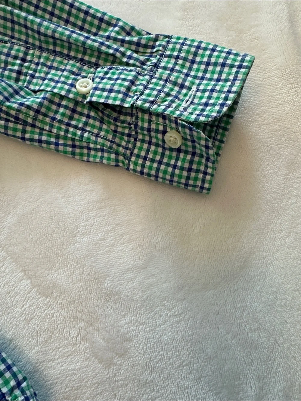 Ralph Lauren Boys Green and Blue Check Button-Down Shirt- Size 6